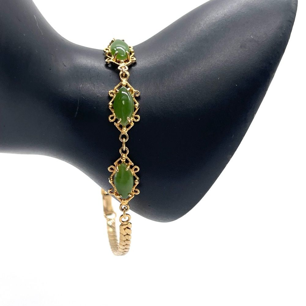 Vintage Jade Bracelet on Gold Filled chain